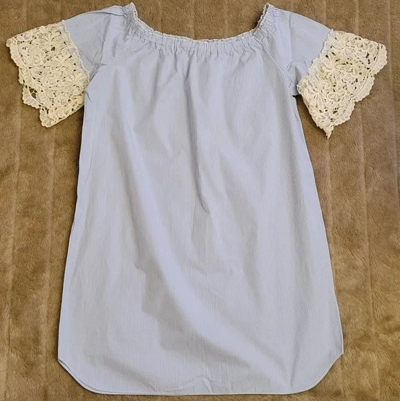 short blue and white dress FITZROY & WILLA Soleil Mini Dress Blue/White Toile – Matilda's Life Style main image 1